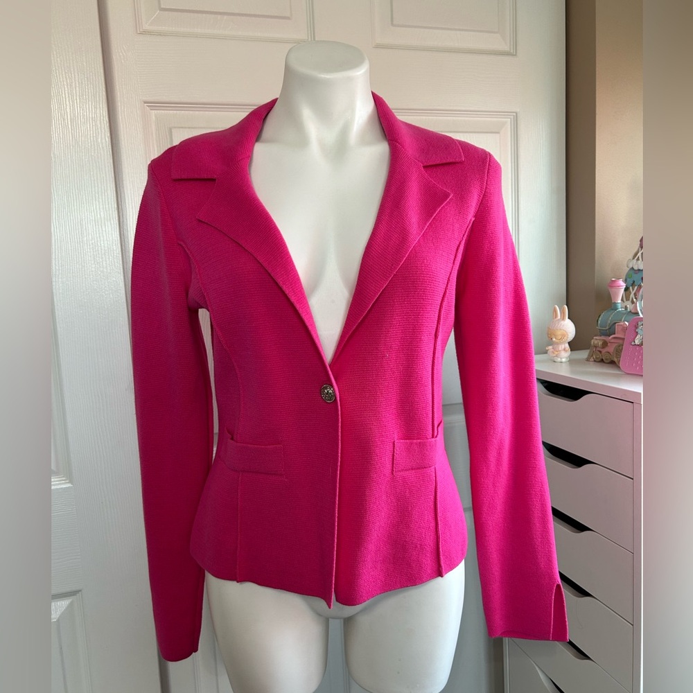 Rachel Zoe Pink Knit Blazer Sweater Jacket